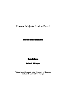 Human Subjects Policies 1 Human Subjects Review Board Policies