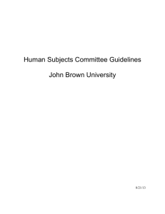 Mission of the JBU Human Subjects Committee of the Institutional