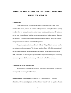 INVENTORY POLICIES FOR PRODUCTS WITH BI