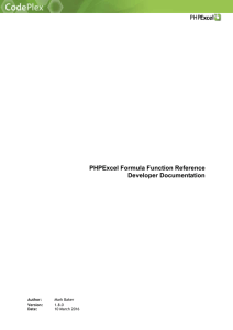 PHPExcel Function Reference developer documentation