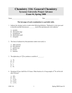 Project Advance Chemistry 106 Sample Questions