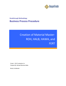 BPP of Material Master Creation ROH HALB HAWA and FERT MIS