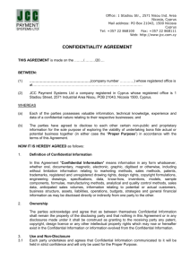 Confidentiality agreement - JCC Payment Systems Ltd > Home