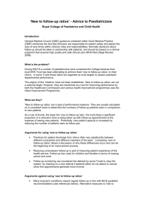 'New to follow-up ratios' - Advice to Paediatricians