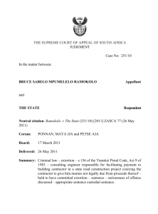 1 THE SUPREME COURT OF APPEAL OF SOUTH AFRICA