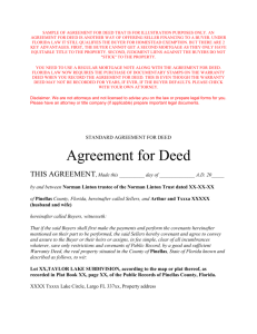STANDARD AGREEMENT FOR DEED - Mortgage