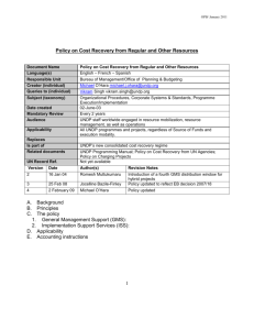 UNDP's Cost Recovery Policy