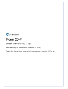 Form 20-F DIANA SHIPPING INC. - DSX Filed: February 27, 2009