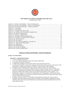 article v. elections - Student Government Association
