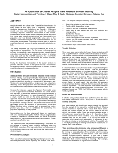 An Application of Cluster Analysis in the Financial Services Industry