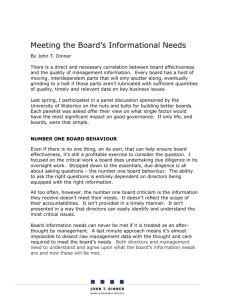 Meeting the Board's Informational Needs