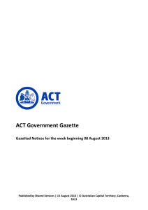 ACT Government Gazette 15 Aug 2013