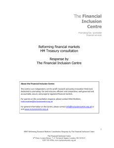 HMT Reforming Financial Markets Financial Inclusion Centre
