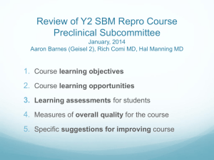 SBM / Reproduction Course Objectives