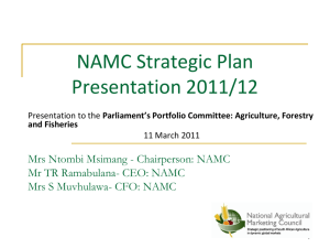 NAMC Strategic Plan Presentation 2011/12