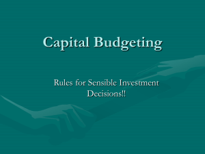 Capital Budgeting Part I