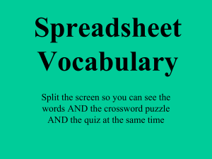 Spreadsheet Vocabulary