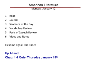 American Literature Monday, January 12