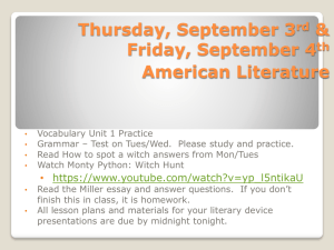 Thursday, September 3rd & Friday, September 4th American Literature