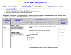 Kelly Lane Middle School 2013-2014 Science Weekly Lesson Plan