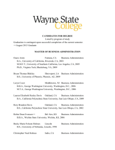 CANDIDATES FOR DEGREE Listed by program of study Graduation