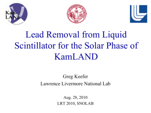 Lead removal from liquid scintillator for low background