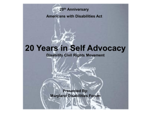 20 Years of Self Advocacy - Disabilities Forum of Maryland