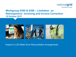 Impact of Changes in Rules on LDZ Meter Reconciliation