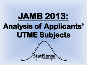 Analysis of Applicants' UTME Subjects