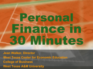 Personal Financial Planning - Texas Council on Economic Education