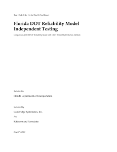 FDOT Reliability Model Independent Testing Final Report