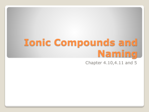 Ionic Compounds and Naming