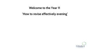 Year 11 - 'How to revise effectively evening'