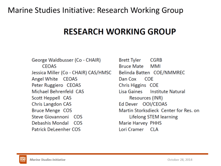research working group mission
