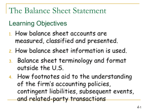 Elements of the balance sheet