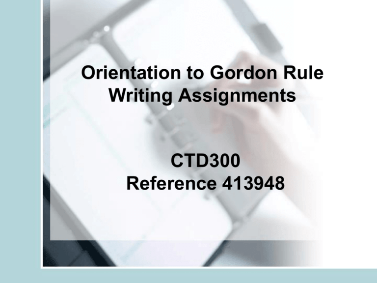 Developing Gordon Rule Assignments