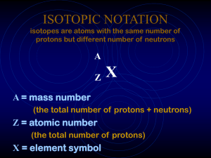 ISOTOPIC NOTATION isotopes are atoms with the same number of