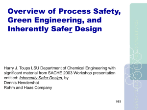 Process Safety, Green Engineering, and Inherently Safer