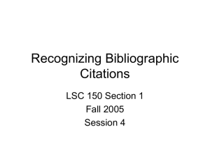 Recognizing Bibliographic Citations