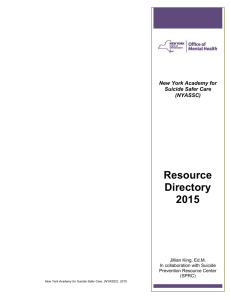 New York Academy for Suicide Safer Care Resource Directory