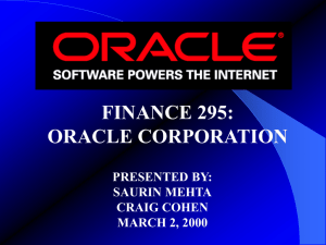 ORACLE CORPORATION PRESENTED BY