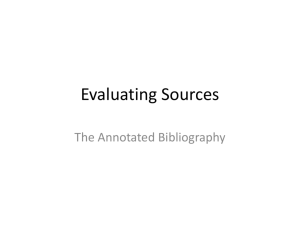 Evaluating Sources and Annotated Bibliography