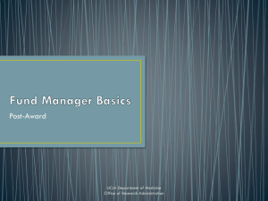 Fund Manager Basics - Office of Research Administration