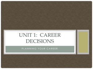 Unit 1: Career Decisions