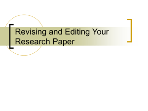 Revising Your Research Paper - Lake