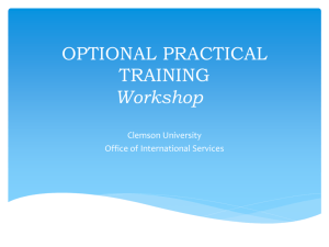 OPTIONAL PRACTICAL TRAINING online workshop