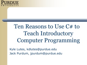 Ten Reasons to use C# to Teach Introductory Computer Programming
