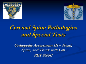Cervical Spine Pathologies and Special Tests