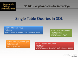 DBMS part 2 - Single Table Queries in SQL