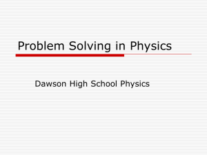 Problem Solving in Physics